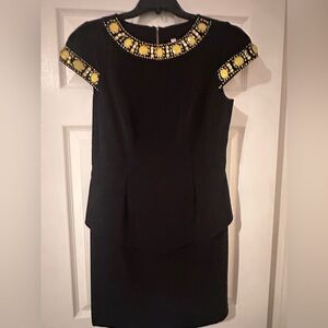 Kensie Black Dress with Yellow and Silver Accents